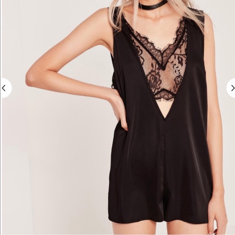 BNWT black lace insert play suit from misguided